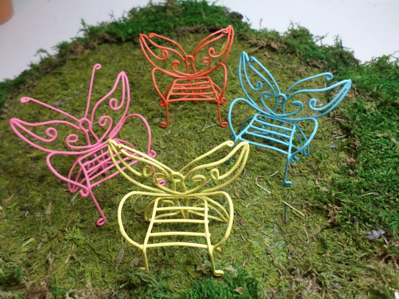 Mini Butterfly Chair Fairy Garden Micro Furniture Container Garden Terrarium Indoor Fairy Garden Miniature Gardening Garden Accessory