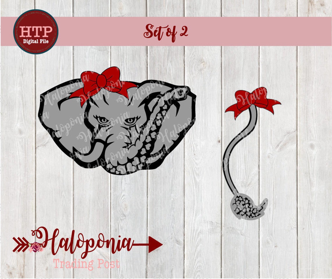 Elephant Face & Tail With Bow SVG Cut File Set of 2 - Etsy Canada