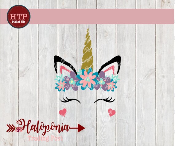 Download Unicorn Face With Flower Crown Svg File Etsy