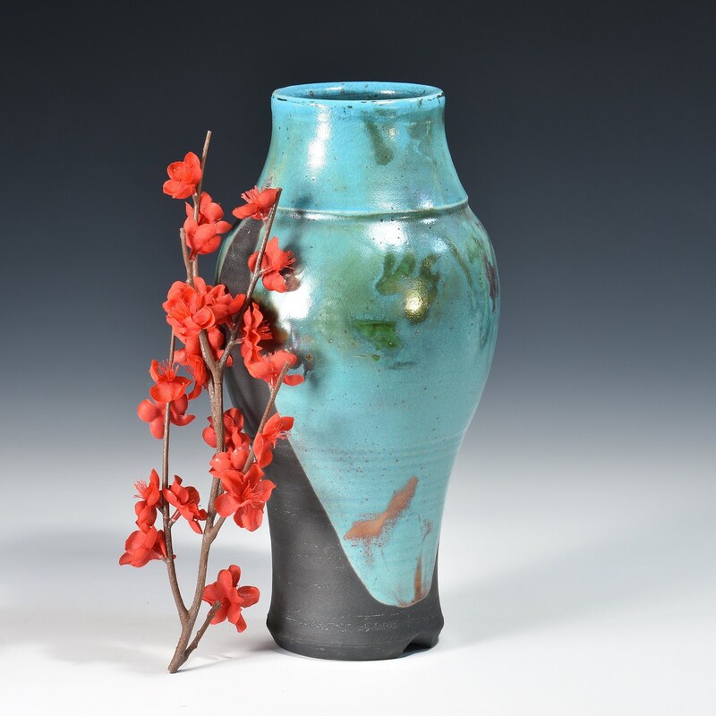 Black Raku Vase - Etsy