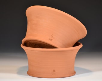 Hand Thrown Terracotta Planters.  Set of Two. 4# seed pans.  3.5 inches tall and 9.5 inches wide.  Thrown and fired in Illinois, USA