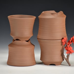 Hand Thrown Terracotta Bonsai Planters - Set of 4 Small Succulent Pots