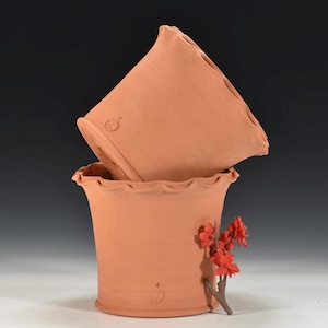 Terracotta Planter Set of 2: Scalloped Lip, Handmade in USA (6x8&quot;)