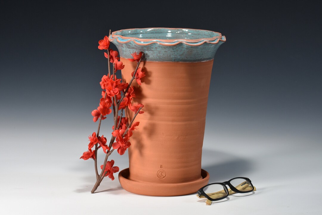 Large Terracotta Planter With Saucer. 8 Size Fancy Scallop Etsy