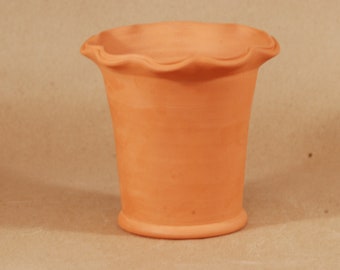Hand Thrown Terracotta Planter.  2# Full Pot, 5 tall and 5.5" wide with a fancy scallop lip.  Hand thrown and fired in Chicago