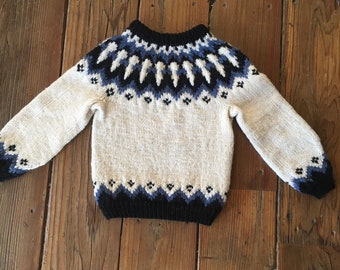 Icelandic toddler sweater hand knit with 100% wool