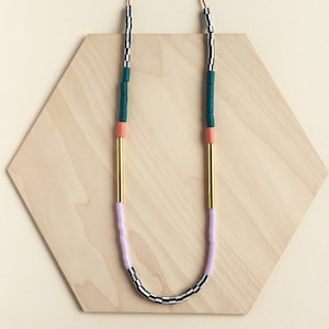 Colourblock Necklace - Teal & Pink