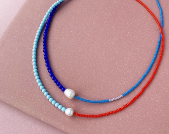 Two Tone Choker, colourful statement beaded necklace