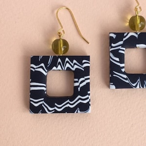 Square Earrings - Navy