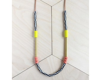 New Memphis Necklace // Yellow and Salmon