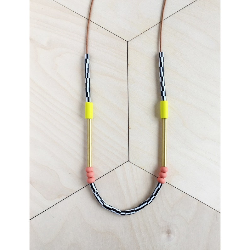 New Memphis Necklace // Yellow and Salmon image 1