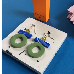 Sol Earrings - Olive & Cobalt