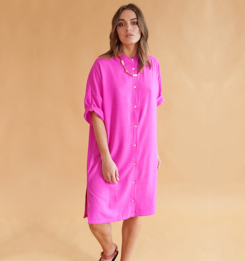 India pink Collarless Dress Etsy