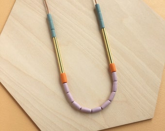 Dini Necklace  - Clay Pink & Clementine