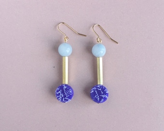 Drop Earrings - Jade and Purple