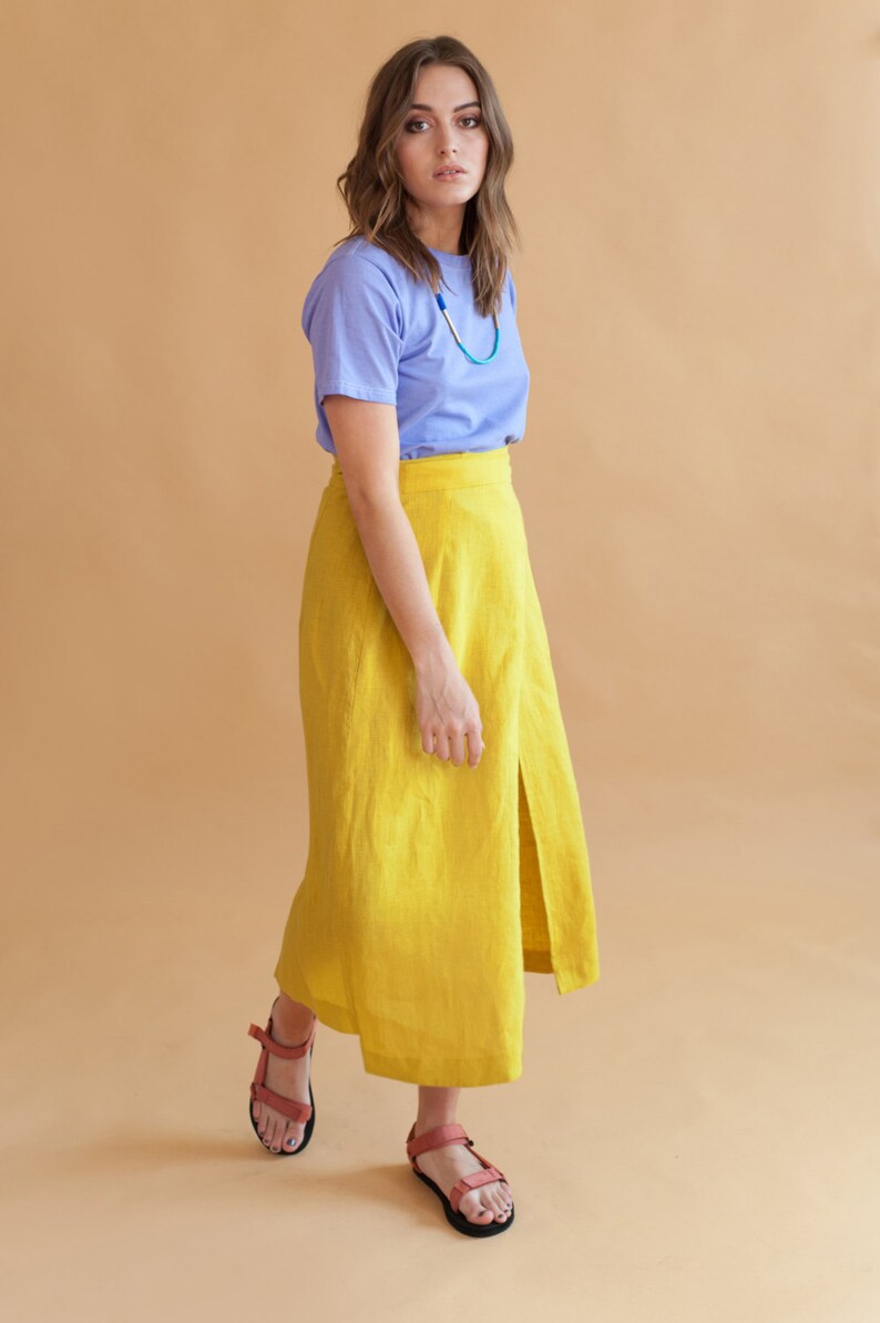 Mustard Wrap Skirt Etsy