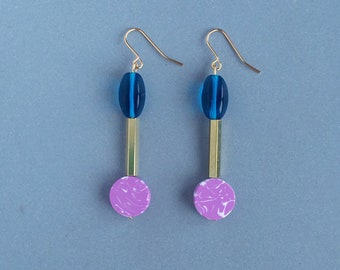 Drop Earrings - India Pink and Teal