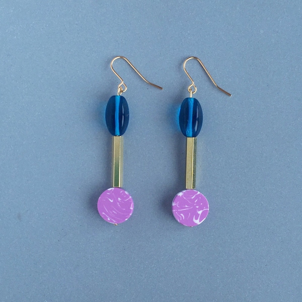 Drop Earrings - India Pink and Teal