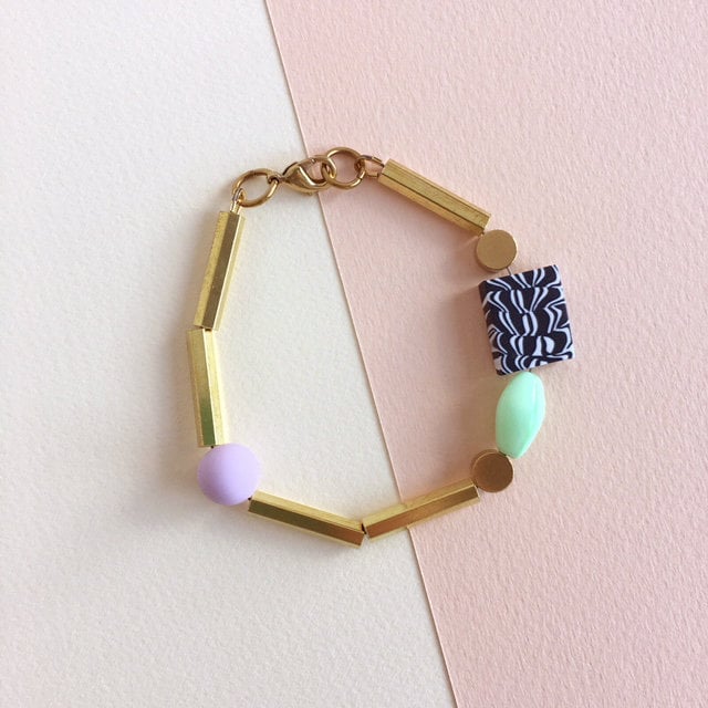 Arp Bracelet, colourful beaded brass bracelet