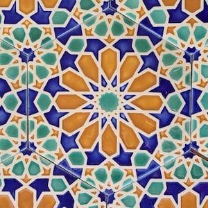 Hand Painted Moroccan Tiles Orange Tiles Ceramic Accent Tiles Kitchen Backsplash Tiles Decorative Tiles Moroccan Coasters image 1