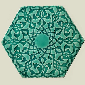 Hand-Painted Emerald Green Moroccan Tile: Kitchen Backsplash, Bathroom, Patio