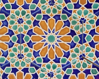 Hand Painted Moroccan Tiles - Orange Tiles - Ceramic Accent Tiles - Kitchen Backsplash Tiles - Decorative Tiles - Moroccan Coasters -