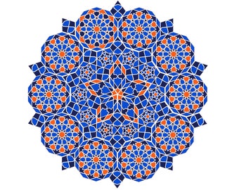 Custom Tile Mosaic - Persian Tiles - Mandala Installation - Starburst Tiling - Moroccan Tiles - Patio Mosaic - Geometric Tiles - Art Tiles