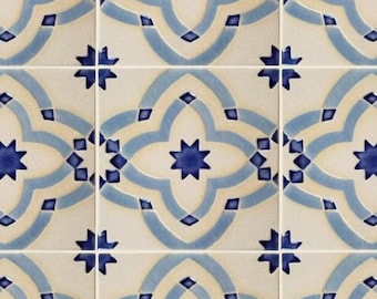 Hand-Painted Moroccan Stoneware Tiles: Blue & White Art Tiles