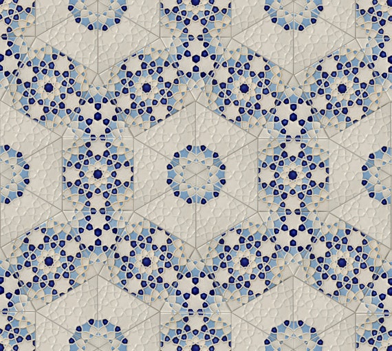 Mosaic Tiles Blue and White Mosaic Persian Tiles Mandala Installation  Moroccan Tiles Patio Mosaic Geometric Tiles Art Tiles 