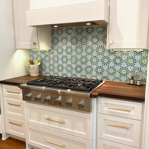 Kitchen Backsplash Tiles Moroccan Tiles Bathroom Tiles Hand Painted Tiles Kitchen Remodel Blue and Green Tiles Moroccan Style image 6