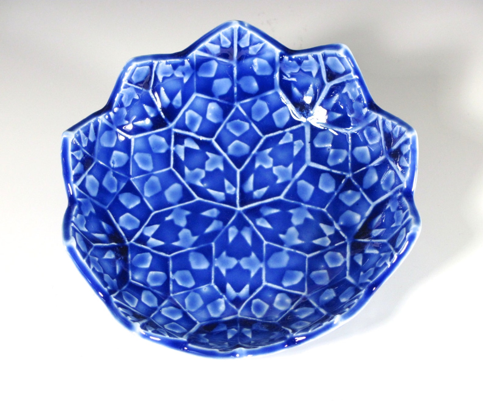 Ceramic Ring Dish lotus Flower Ring Dish Cobalt Ring Holder Blue