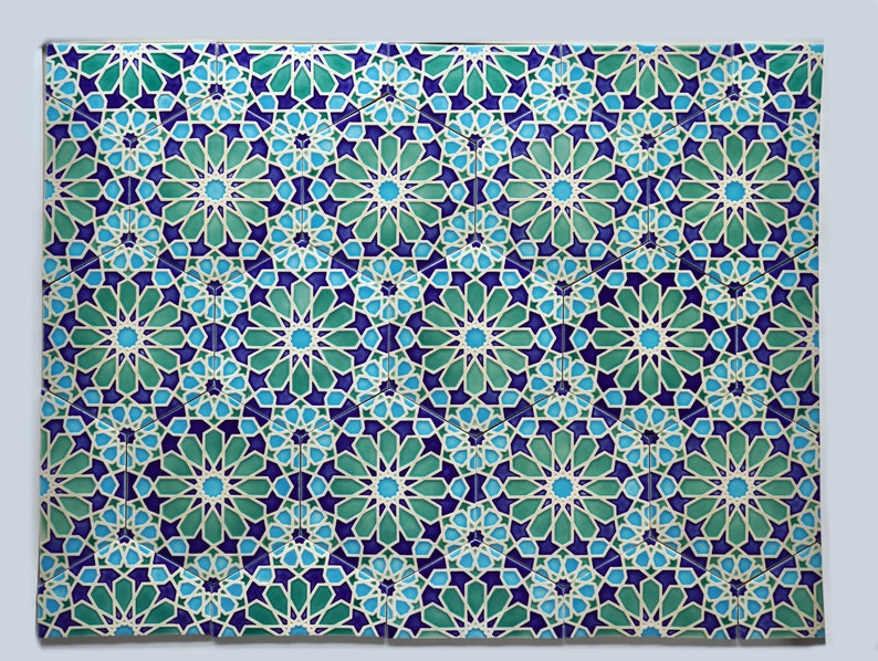 Kitchen Backsplash Tiles Moroccan Tiles Bathroom Tiles Hand Painted Tiles Kitchen Remodel Blue and Green Tiles Moroccan Style image 3