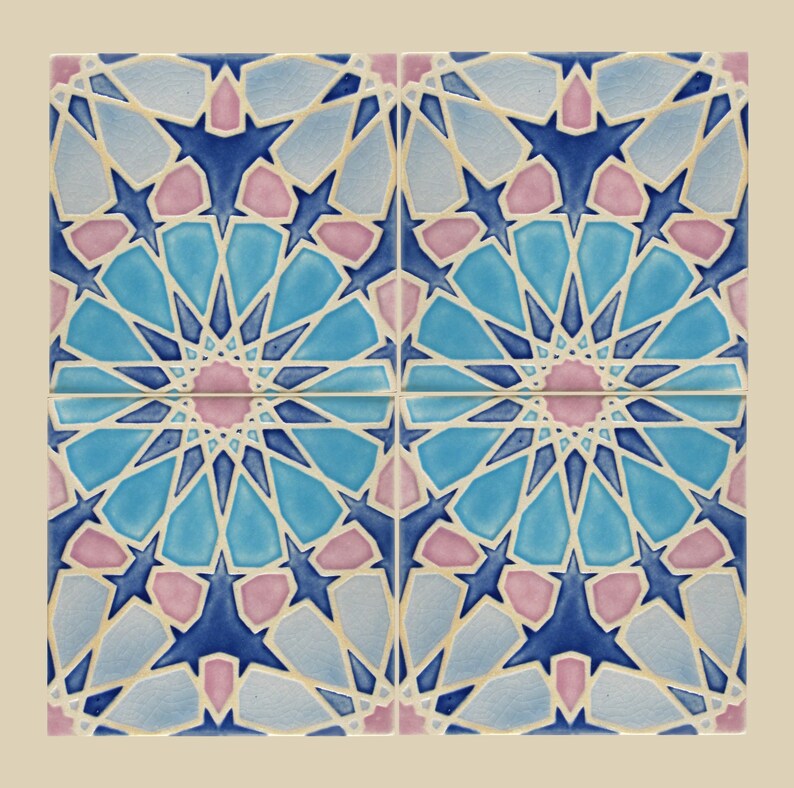 Hand Painted Moroccan Tiles Ceramic Accent Kitchen Image 0