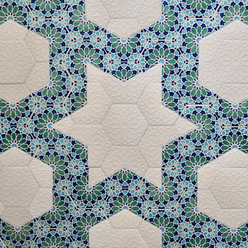 Kitchen Backsplash Tiles Moroccan Tiles Bathroom Tiles Hand Painted Tiles Kitchen Remodel Blue and Green Tiles Moroccan Style image 8