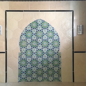 Kitchen Backsplash Tiles Moroccan Tiles Bathroom Tiles Hand Painted Tiles Kitchen Remodel Blue and Green Tiles Moroccan Style image 9