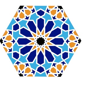 Blue and White Tiles Moroccan Tiles Hand Painted Tiles Kitchen Backsplash Tiles Ceramic Tiles Hexagonal Tiles Moroccan Trivet image 5