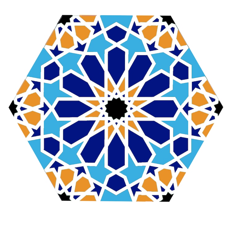 Blue and White Tiles Moroccan Tiles Hand Painted Tiles Kitchen Backsplash Tiles Ceramic Tiles Hexagonal Tiles Moroccan Trivet image 5