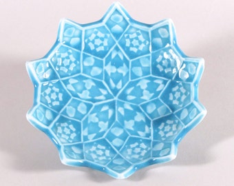 Turquoise Star Ring Dish - Lotus Flower Ceramic Soap Dish - Sushi Plate - Spoon Rest