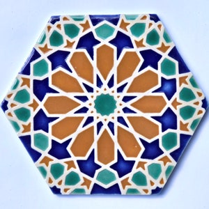 Hand Painted Moroccan Tiles Orange Tiles Ceramic Accent Tiles Kitchen Backsplash Tiles Decorative Tiles Moroccan Coasters image 3