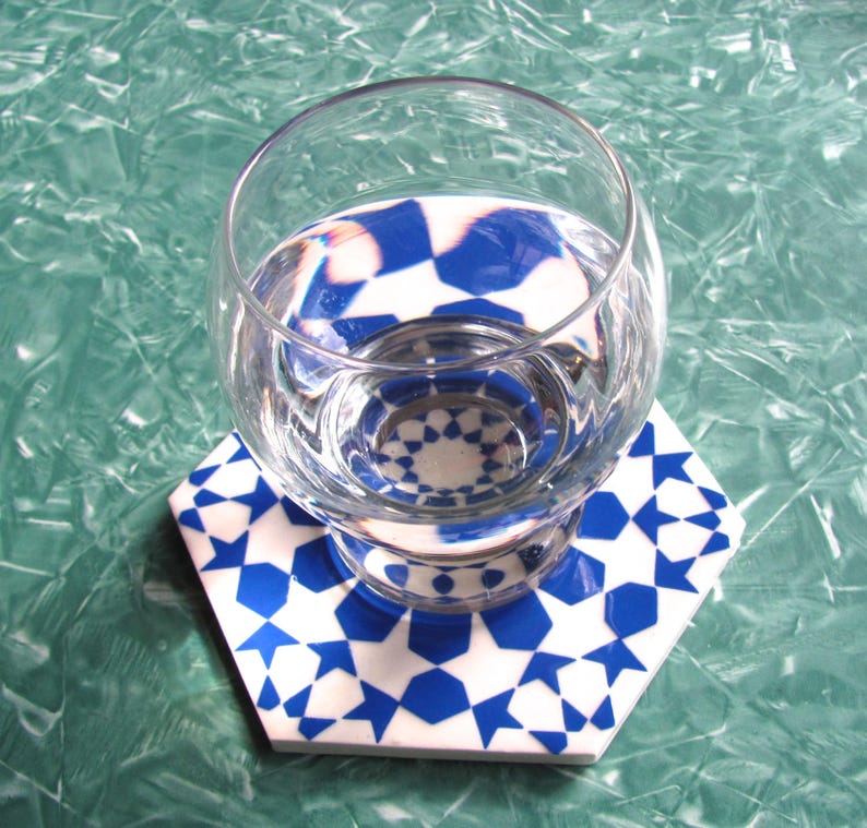blue and white ceramic tile backsplash