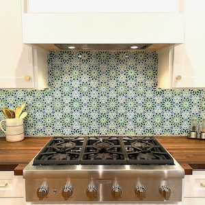 Kitchen Backsplash Tiles Moroccan Tiles Bathroom Tiles Hand Painted Tiles Kitchen Remodel Blue and Green Tiles Moroccan Style image 5