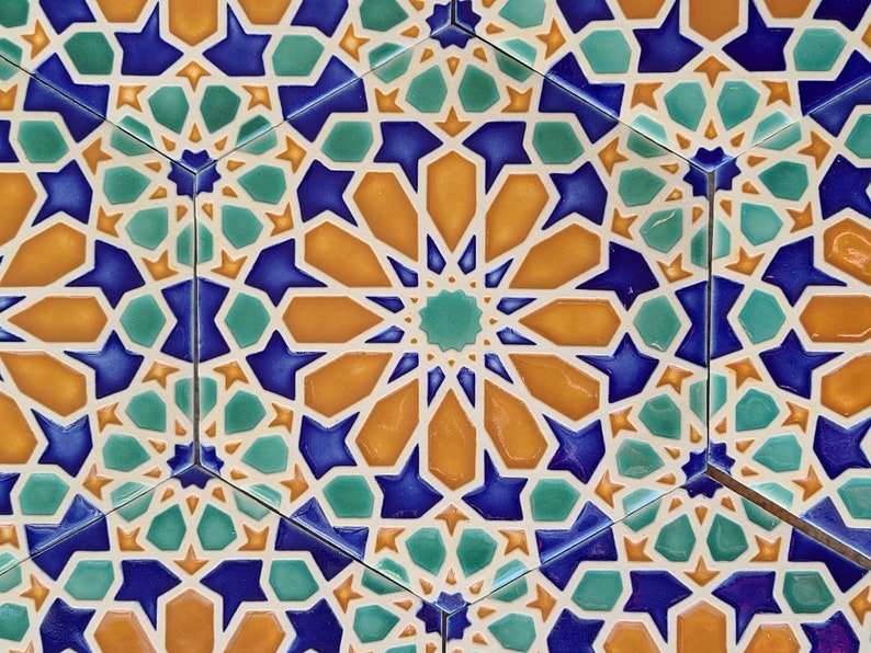 Hand Painted Moroccan Tiles Orange Tiles Ceramic Accent Tiles Kitchen Backsplash Tiles Decorative Tiles Moroccan Coasters image 1