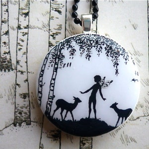 Wooden elves Nostalgia Paper Cutting Wooden Pendant Fairy Tale Gift
