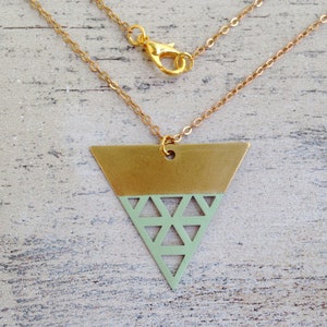 mint handmade triangle geometric necklace pendant boho style design gift image 3