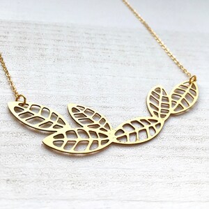 scandinavian leaf pendant floral chain necklace image 4