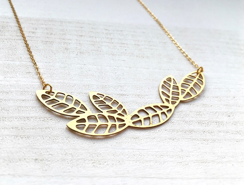 scandinavian leaf pendant floral chain necklace image 4
