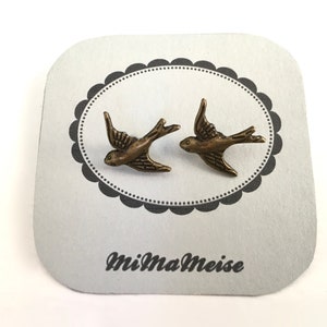 Ahoy fine vintage swallow brass stud earrings image 2