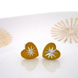 Sunburst Starburst Star Heart Vintage Stud Earrings