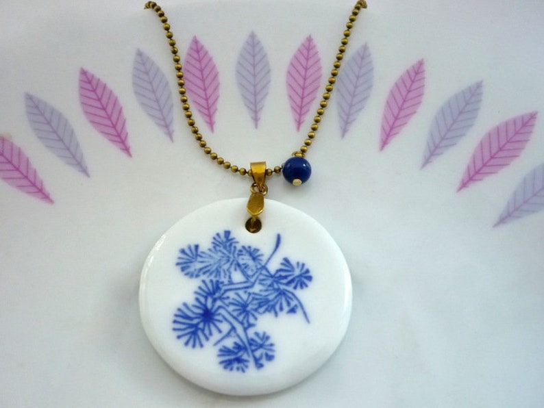 Frisian blue porcelain amulet glass bead necklace image 2