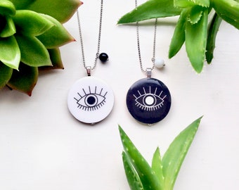 Open your Eyes Eye Wooden Pendant Necklace
